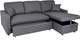 Ecksofa mit Bettkasten HWC-L17, Couch Sofa L-Form, Liegefläche Nosagfederung 228cm ~ dunkelgrau