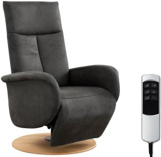 CAVADORE TV-Sessel Juba / Fernsehsessel mit elektrisch verstellbarer Relaxfunktion / 2 E-Motoren / 75 x 112 x 82 / Lederoptik, Grau