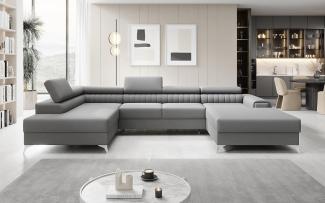 Designer Sofa Collina mit Schlaf- und Klappfunktion Stoff Grau Links