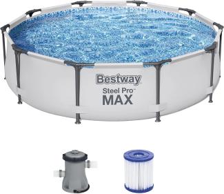 Bestway 'Steel Pro Max Ø 305 x 76 cm' Frame Pool Komplett Set mit Filterpumpe und Zubehör