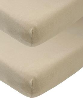 Meyco Baby Uni Spannbettlaken 2er Pack für das Kinderbett (Bettlaken mit weicher Jersey-Qualität, aus 100% Baumwolle, perfekte Passform durch Rundum-Gummizug, atmungsaktiv, Maße: 60 x 120cm), Taupe