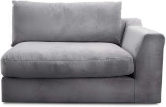 CAVADORE Sofa-Modul "Fiona"mit Armteil rechts / individuell kombinierbar als Ecksofa, Big Sofa oder Wohnlandschaft / 138 x 90 x 112 / Webstoff silbergrau