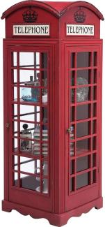 Kare Design Vitrine, London Telefonzelle, Rot, 2 Regalböden, Vintage Optik, (H/B/T) 140x53x51cm