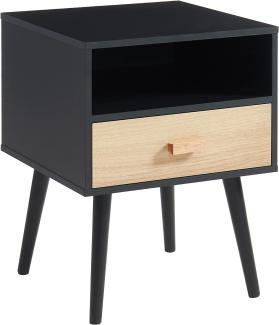 BAÏTA ULOS Nachttisch, Holzwerkstoff, Schwarz und helles Holz, L40cm