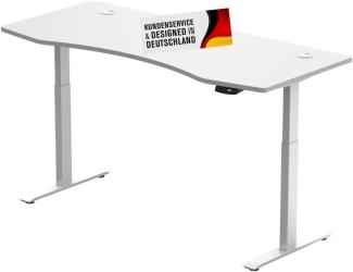 Schreibtisch Höhenverstellbar Elektrisch Mit Memory Funktion Ergonomischer Stehtisch Mit Teleskop Tischgestell 180 x 80 cm Oder 150 x 78 cm (Weiß-Weiß, 180 x 80 cm)