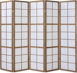 5fach Holz Paravent Raumteiler Shoji Wand braun