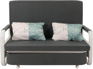 Schlafsofa HWC-M83, Schlafcouch Couch Sofa, Schlaffunktion Bettkasten Liegefläche, 130x185cm ~ Stoff/Textil dunkelgrau
