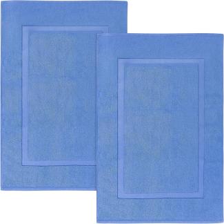 Utopia Towels - 2er Pack groß Badematte Badvorleger (53 x 86 cm) - 100% Baumwolle Frottee -Waschbare Badteppich (Elektrisch Blau)
