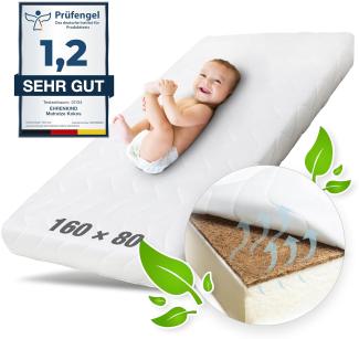 Ehrenkind® Kindermatratze Kokos | Baby Matratze 80x160 | Babymatratze 80x160 mit hochwertigem Schaum, Kokosplatte und Hygienebezug