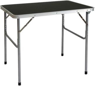 AMANKA Campingtisch Aluminium Klapptisch 60x80x70cm Stahlrahmen MDF-Tischplatte Dunkelgrau praktisches Kofferformat schwarz