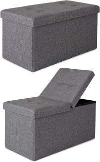 dibea Sitzbank mit Klappdeckel, Leinen 76x38x38 cm grau