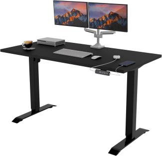 POKAR Höhenverstellbarer Schreibtisch Höhenverstellbar Elektrisch Bürotisch mit Tischplatte (Schwarz, 160 x 80)