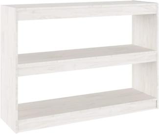 Bücherregal Raumteiler Weiß 100x30x71,5 cm Massivholz Kiefer