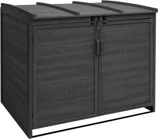 XL 2er-/4er-Mülltonnenverkleidung HWC-H75b, Mülltonnenbox, erweiterbar 138x138x105cm Holz MVG-zertifiziert ~ anthrazit