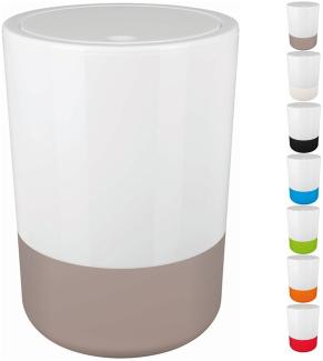 Spirella Design Kosmetikeimer "Moji" Bad Treteimer Schwingdeckeleimer Abfallbehälter mit Schwingdeckel 5 Liter mit Silikonboden Weiß/Taupe