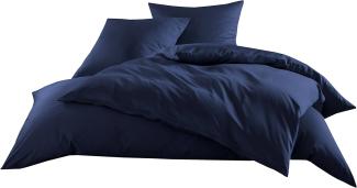 Mako-Satin Baumwollsatin Bettwäsche Uni einfarbig zum Kombinieren (Bettbezug 240 cm x 220 cm, Dunkelblau)