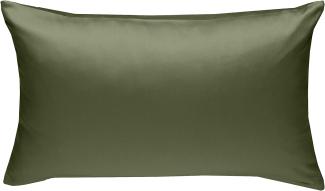 Bettwaesche-mit-Stil Mako-Satin / Baumwollsatin Bettwäsche uni / einfarbig dunkelgrün Kissenbezug 40x60 cm