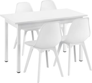 Esstisch Horten 120x60 cm Weiß 4 Stühle Weiß