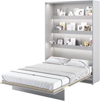 MEBLINI Schrankbett Bed Concept - Wandbett mit Lattenrost - Klappbett mit Schrank - Wandklappbett - Murphy Bed - Bettschrank - BC-01-140x200cm Vertikal - Grau Matt