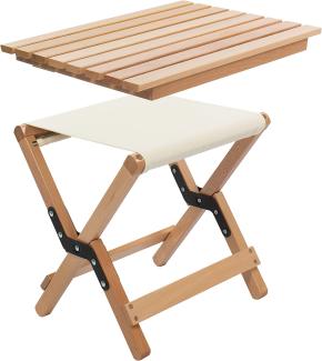 osoltus Holz Falthocker 2 in 1 Hocker und Beistelltisch Van natur