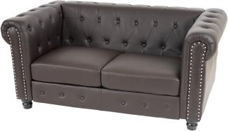 Luxus 2er Sofa Loungesofa Couch Chesterfield Kunstleder 160cm ~ runde Füße, braun