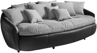 Mivano Megasofa Aruba / Großes Big Sofa mit Kissen / 238 x 80 x 140 / Materialmix Schwarz-Grau
