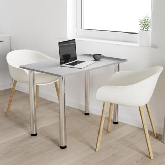 120x60 | Esszimmertisch - Esstisch - Tisch mit Chrombeinen - Küchentisch - Bürotisch | Light Graphite