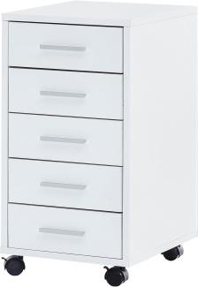 KADIMA DESIGN Schubladenschrank ITTER Holz - Rollcontainer mit 5 Schubladen für Büro und Zuhause. Farbe: Weiß