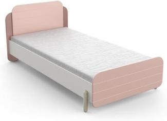 Kinderbett >Jade< in matt rosa/matt weiss aus Holzwerkstoff - 102x79x205 (BxHxT)