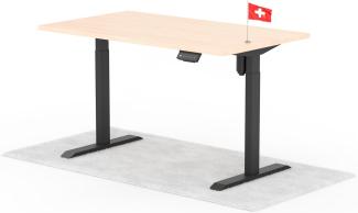 elektrisch höhenverstellbarer Schreibtisch ECO 140 x 80 cm - Gestell Schwarz, Platte Eiche