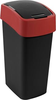 Curver Abfalleimer Flip Bin 50l in schwarz, rot, Plastik, 35 x 25 x 10 cm