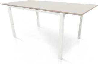Dmora Ausziehbarer Tisch aus lackiertem Metall und Laminatplatte, weiße Farbe, 110 x 76 x 70 cm