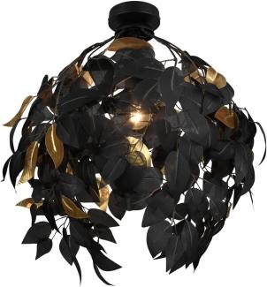 LED Stehleuchte Blätter Lampenschirm Schwarz-Gold 180cm, Ø70cm