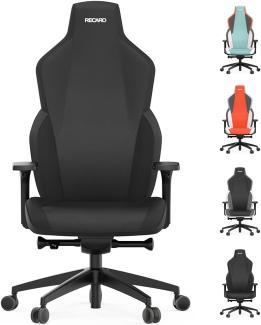 RECARO Rae Essential Black | Hochwertiger Gaming Stuhl, individuell einstellbar und ergonomisch, auch als Bürostuhl, Gaming Chair aus Stoff mit Rollen, Schwarz