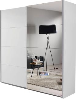 Rauch Möbel Subito Schrank Kleiderschrank Schwebetürenschrank in Weiß mit Spiegel 2-türig inkl. Zubehörpaket Basic 2 Kleiderstangen, 2 Einlegeböden BxHxT 136x197x61 cm