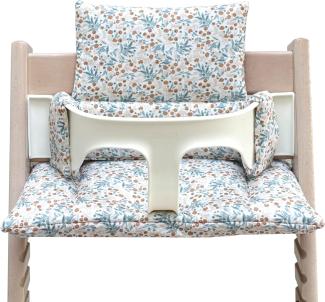 Blausberg Baby, hochwertiges Sitzkissen für Stokke 'Tripp Trapp' Hochstuhl, beschichtet, 2-teilig, Blumenweise Blau