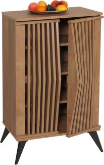 Kommode HWC-M45, Schrank Sideboard Anrichte Highboard, 3D-Design Staufächer 95x60x42cm, braun