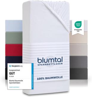 Blumtal® Spannbettlaken für Topper 160x200cm Basics Jersey - Bettlaken 160x200cm aus 100% Baumwolle - Oeko-TEX zertifiziertes Spannbetttuch 160x200 - Topper Spannleintuch 160x200 - Betttuch - Weiß