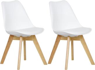 WOLTU BH29ws-2 2 x Esszimmerstühle 2er Set Esszimmerstuhl Design Stuhl Küchenstuhl Holz, Weiß
