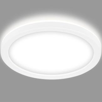 BRILONER - LED Panel, Deckenleuchte ultra flach 28 mm, LED Deckenlampe mit Hintergrundbeleuchtungseffekt, 12 Watt, 1. 400 Lumen, 4. 000 Kelvin, Weiß, Rund, Ø 19cm