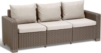 Allibert by Keter Gartenlounge Sofa California 3-Sitzer, cappuccino/sand, inkl. Sitz- und Rückenkissen, Kunststoff, runde Rattanoptik, 199 x 68 x 72 cm