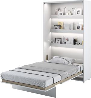 MEBLINI Schrankbett Bed Concept - Wandbett mit Lattenrost - Klappbett mit Schrank - Wandklappbett - Murphy Bed - Bettschrank - BC-02 - 120x200cm Vertikal - Weiß Hochglanz/Weiß