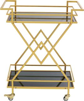 Kare Design Servierwagen Pyramids, Accessoire, rollbar, Glas, Schwarz/Gold, Höhe 79cm