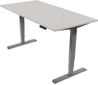 Desktopia Pro X - Elektrisch höhenverstellbarer Schreibtisch / Ergonomischer Tisch mit Memory-Funktion, 7 Jahre Garantie - (Grau, 160x80 cm, Gestell Grau)