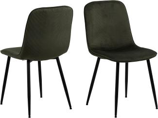 Set 4x Delmy Esszimmerstuhl olivgrün schwarz Stuhl Stühle Esszimmer Küchenstühle