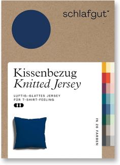 Schlafgut Knitted Jersey Bettwäsche | Kissenbezug einzeln 80x80 cm | blue-deep