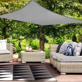 HAIKUS Sonnensegel Wasserdicht Rechteckig 3x4m Sonnenschutz Wasserabweisend Premium PES Polyester mit UV Schutz für Balkon Garten Terrasse Grau