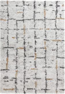 Hochflor Teppich Grid creme - 160x230x3cm