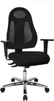 Topstar Free Art Chrom, ergonomischer Bürostuhl, Schreibtischstuhl mit Design-Rückenlehne, inkl. höhenverstellbarer Armlehnen, Stoff, Schwarz/Schwarz