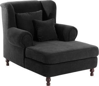 Big-Sessel inkl. 2x Zierkissen 55x55cm + 40x40cm MAREILLE-23 Veloursstoff Farbe schwarz Sitzhärte mittel